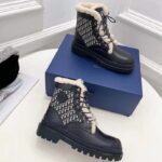 Dior Unisex Dior Explorer Ankle Boot Black Smooth Calfskin Beige Black Oblique Jacquard - Imagen 3