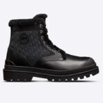 Dior Unisex Dior Explorer Ankle Boot Black Smooth Calfskin Oblique Jacquard