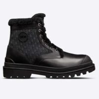 Dior Unisex Dior Explorer Ankle Boot Black Smooth Calfskin Oblique Jacquard