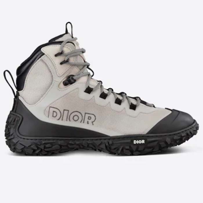 Dior Unisex Shoes CD Diorizon Hiking Boot Gray Technical Mesh Black Rubber