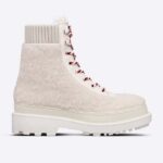 Dior Damen CD Dior DiorAlps Ankle Hike Boot Weißes Kalbsleder-Shearling