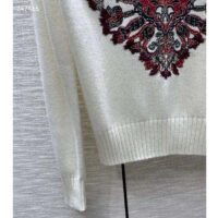 Dior Women CD Sweater Ecru Technical Cashmere Wool Knit Dior Bandana Motif (9)