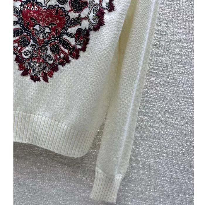 Dior Women CD Sweater Ecru Technical Cashmere Wool Knit Dior Bandana Motif (8)