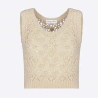 Dior Women CD Twin-Set Vest Ecru Cashmere Silk Mohair Knit Cashmere Silk (14)