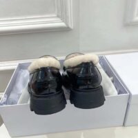 Dior Women Shoes CD Dior Code Loafer Black Brushed Calfskin White Shearling (9)