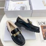Dior Women Shoes CD Dior Code Loafer Black Brushed Calfskin White Shearling - Image 5