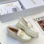 Dior Women Shoes CD Dior Code Loafer White Brushed Calfskin White Shearling - Image 3