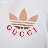 Gucci Men GG Adidas x Gucci Cotton Jersey Ivory Trefoil Print Crewneck Short Sleeves