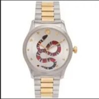 Gucci Unisex GG G-Timeless Watch 38mm Colored Snake Steel Yellow Gold PVD Bracelet (2)