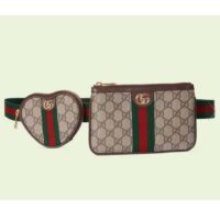 Gucci Unisex Ophidia GG Heart Utility Belt Coin Purse Pouch Beige Ebony Supreme Canvas