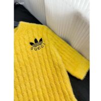 Gucci Women GG Adidas x Gucci Cable Knit Top Yellow Polyamide Trefoil Crewneck Short Sleeves (4)