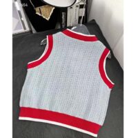 Gucci Women GG Adidas x Gucci Rib Stitch Sleeveless Top Cotton Trefoil Embroidery Knit V-Neck (5)