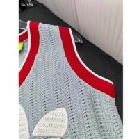 Gucci Women GG Adidas x Gucci Rib Stitch Sleeveless Top Cotton Trefoil Embroidery Knit V-Neck (5)