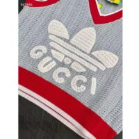 Gucci Women GG Adidas x Gucci Rib Stitch Sleeveless Top Cotton Trefoil Embroidery Knit V-Neck (5)