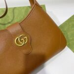 Gucci Women GG Aphrodite Medium Shoulder Bag Brown Soft Leather Double G - Image 6