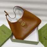 Gucci Women GG Aphrodite Medium Shoulder Bag Brown Soft Leather Double G - Image 4