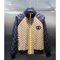 Gucci Women GG Canvas Nylon Zip Jacket Beige Ebony Black Quilted High Neck (3)