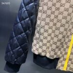 Gucci Men GG Canvas Nylon Zip Jacket Beige Ebony Black Quilted High Neck - immagine 6