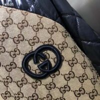 Gucci Women GG Canvas Nylon Zip Jacket Beige Ebony Black Quilted High Neck (3)