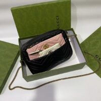 Gucci Women GG Double G Multi-Use Mini Bag Black Pink White Chevron Matelassé Leather (5)