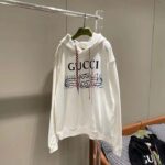 Gucci Men GG Logo Bunny Print Hooded Cotton Sweatshirt Off White Cotton Jersey - Image 4