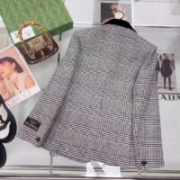 Gucci Women GG Prince Wales Check Jacket Black White Long Sleeves Flap Pockets (3)