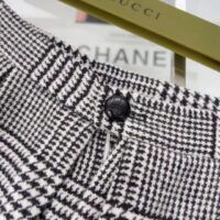 Gucci Women GG Prince Wales Check Pleated Skirt Black White Wool Button Closure (1)