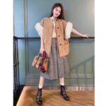 Gucci Women GG Prince Wales Check Pleated Skirt Black White Wool Button Closure - Image 11