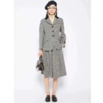 Gucci Women GG Prince Wales Check Pleated Skirt Black White Wool Button Closure - Image 14