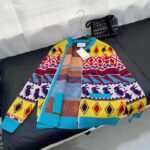 Gucci Men GG Wool Jacquard Zip Jacket Multicolor Geometric Motif Wool Bunny Label – Bild 4