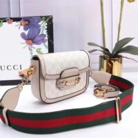 Gucci Women Horsebit 1955 GG Mini Bag Beige White GG Supreme Canvas