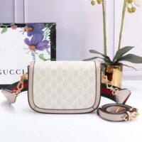 Gucci Women Horsebit 1955 GG Mini Bag Beige White GG Supreme Canvas