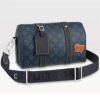 Louis Vuitton LV Unisex City Keepall Blue Monogram Coated Canvas Cowhide (12)