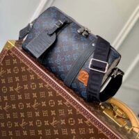 Louis Vuitton LV Unisex City Keepall Blue Monogram Coated Canvas Cowhide (12)