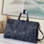 Louis Vuitton LV Unisex Keepall 50B Black Nylon Cowhide Leather Signature Embroidery – Image 2