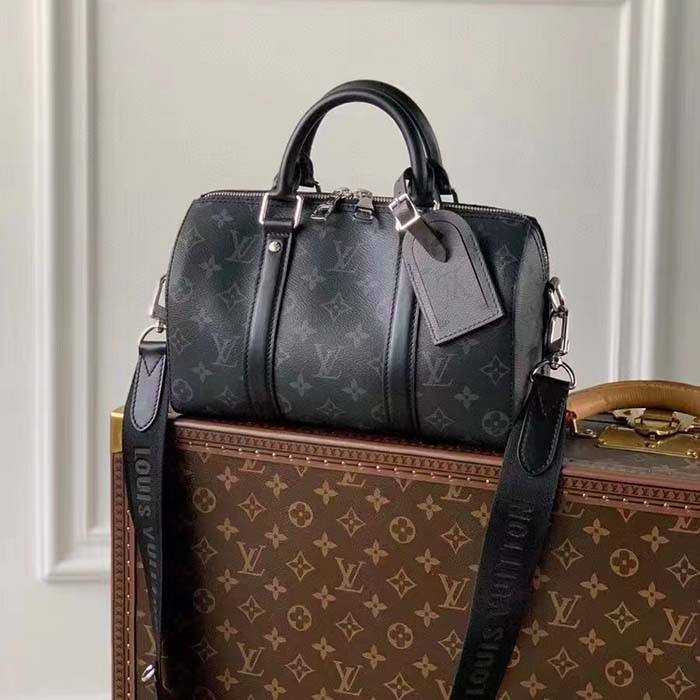 LOUIS VUITTON Monogram Eclipse Keepall Bandouliere 25 Black M46271