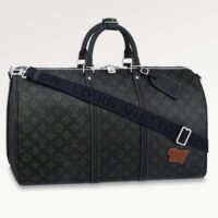 Louis Vuitton LV Unisex Keepall Bandoulière 50 Travel Bag Dark Green Monogram Coated Canvas (4)