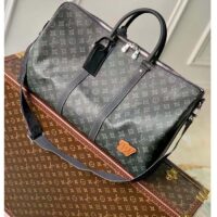 Louis Vuitton LV Unisex Keepall Bandoulière 50 Travel Bag Dark Green Monogram Coated Canvas (4)