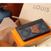 Louis Vuitton LV Unisex Pocket Organizer Blue Monogram Coated Canvas Outside Pocket (3)