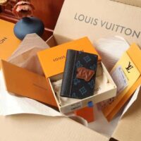 Louis Vuitton LV Unisex Pocket Organizer Blue Monogram Coated Canvas Outside Pocket (3)