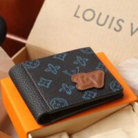 Louis Vuitton LV Unisex Slender Wallet Blue Monogram Coated Canvas Bill Compartment (7)