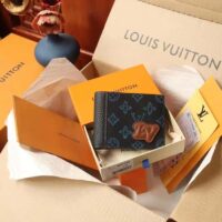 Louis Vuitton LV Unisex Slender Wallet Blue Monogram Coated Canvas Bill Compartment (7)