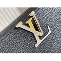 Louis Vuitton LV Women Capucines MM Handbag Black Etain Metallic Gray Taurillon Leather (4)
