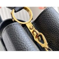 Louis Vuitton LV Women Capucines MM Handbag Black Etain Metallic Gray Taurillon Leather (4)