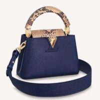 Louis Vuitton LV Women Capucines Mini Handbag Navy Taurillon Leather Python Skin (9)