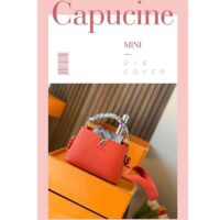Louis Vuitton LV Women Capucines Mini Handbag Orange Taurillon Leather Python Skin (5)