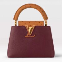 Louis Vuitton LV Women Capucines Mini Handbag Red Taurillon Ostrich Leather (10)