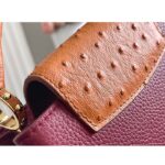 Louis Vuitton LV Women Capucines Mini Handbag Red Taurillon Ostrich Leather - Imagen 8