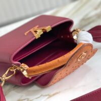 Louis Vuitton LV Women Capucines Mini Handbag Red Taurillon Ostrich Leather (10)