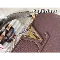 Louis Vuitton LV Women Capucines Mini Handbag Taupe Taurillon Python Leather (11)